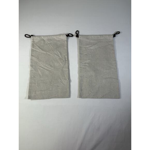 HERMES Dust Bag 2pc Lot Herringbone Beige Cotton Logo Drawstring 8.5x15 Shoe - Picture 3 of 5